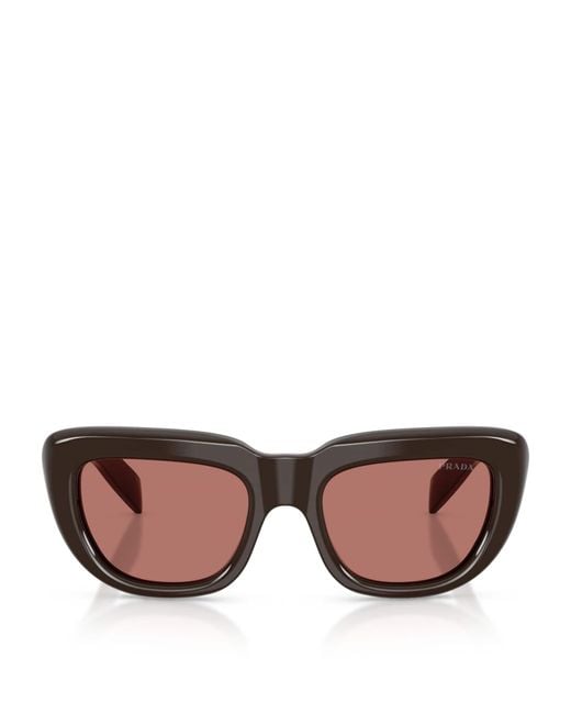 Prada Brown Pr D07S Rectangle Sunglasses