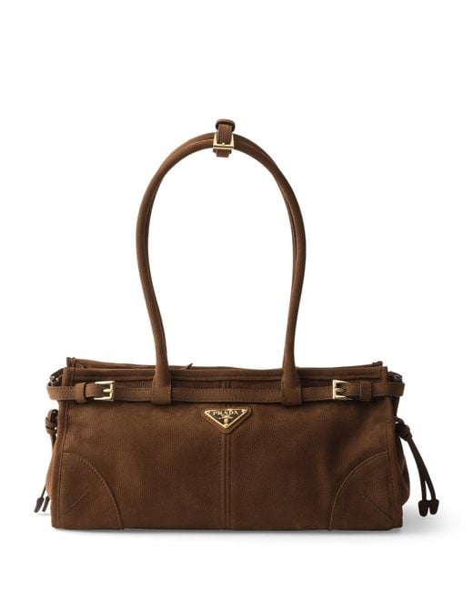 Prada Brown Medium Nubuck Leather Bonnie Top-Handle Bag