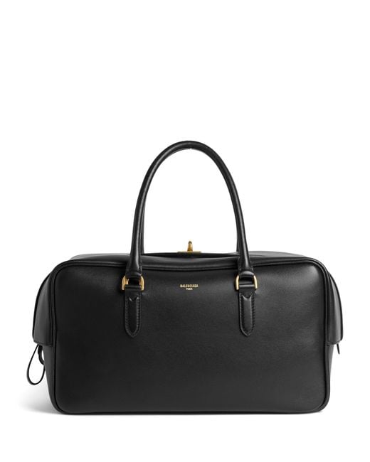 Balenciaga Black Lambskin Le 7 Bowling Bag