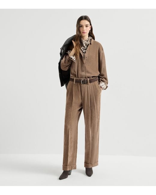 Brunello Cucinelli Brown Elasticated Trousers