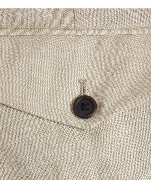 FIORONI CASHMERE Natural Linen Drawstring Trousers for men