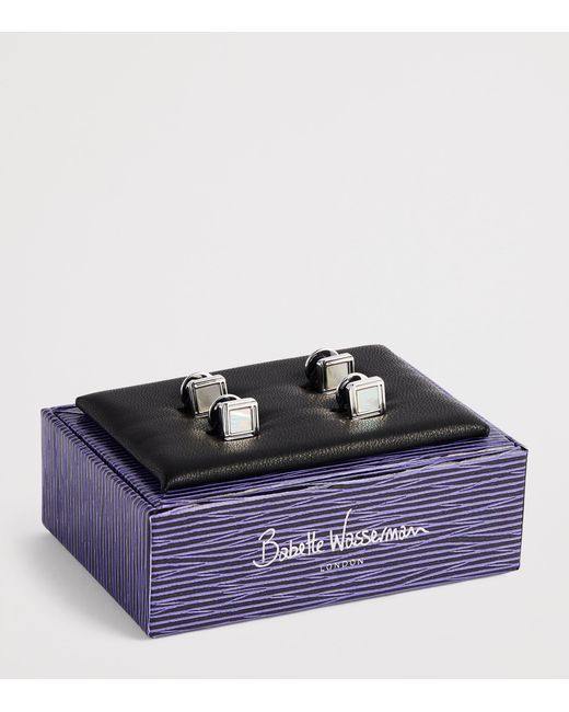 Babette Wasserman Metallic Rhodium-Plated Celtic Mother Of Pearl Cufflinks Set for men