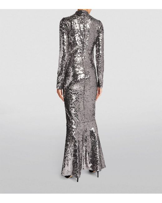 GOOD AMERICAN Gray Sequin-embellished Maxi Dress