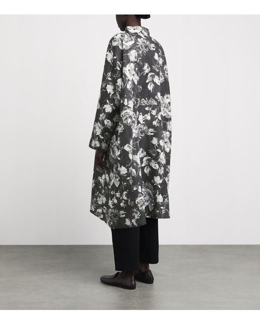 Eskandar Gray Linen A-Line Panelled Jacket