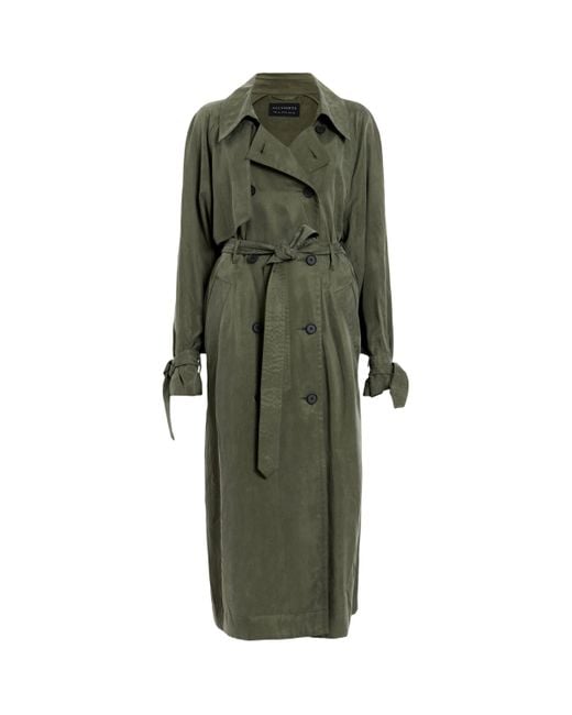 AllSaints Green Belted Linnie Trench Coat