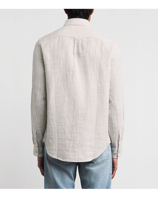 Samsøe & Samsøe White Organic Cotton-Linen Stripe Liam Shirt for men
