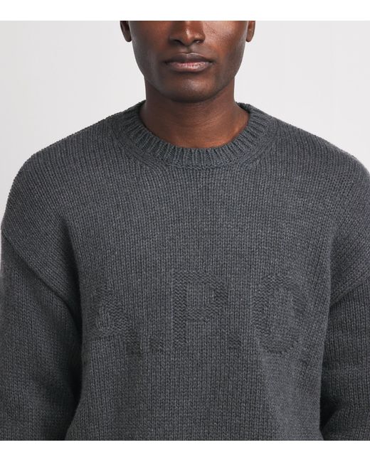 A.P.C. Gray Wool Logo George Sweater for men