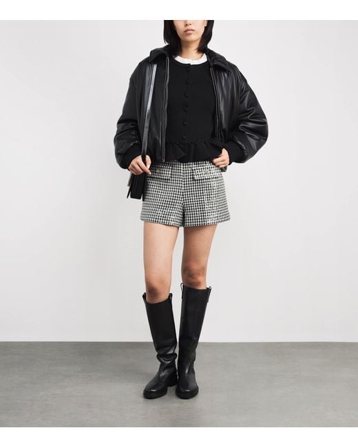 Sandro Black Tweed Sequinned Houndstooth Shorts
