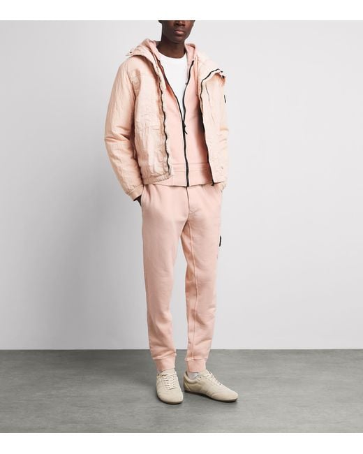 Stone Island Pink Cotton Compass Cargo Sweatpants for men