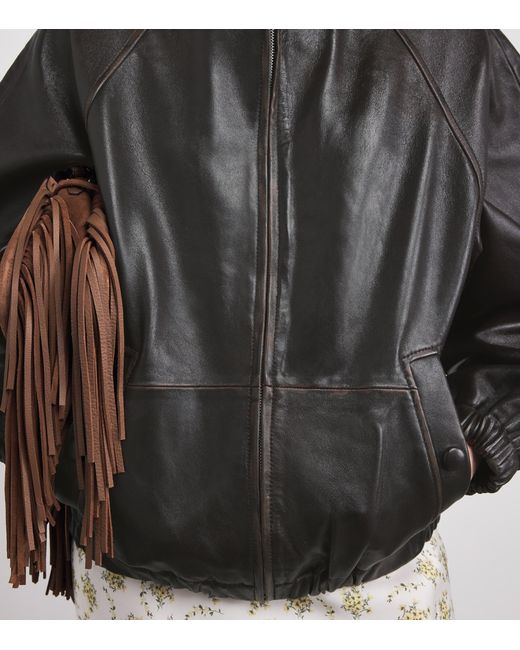 Sandro Black Oversized Leather Jacket