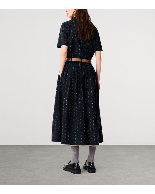 Maje Blue Rhinestone-Embellished Midi Skirt