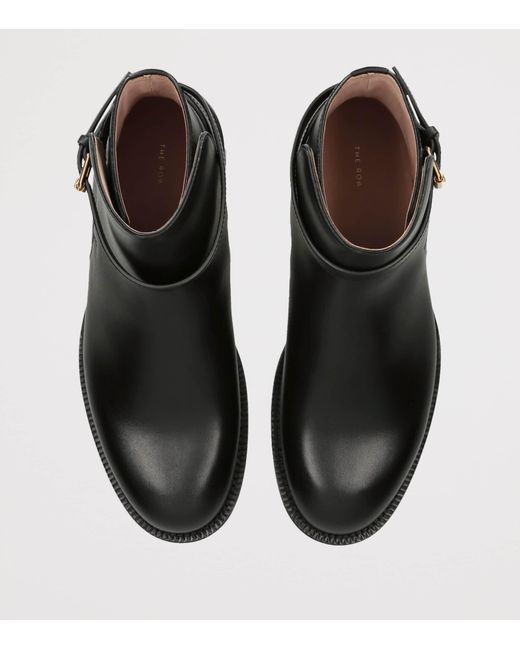 The Row Black Nobilis Leather Ankle Boots