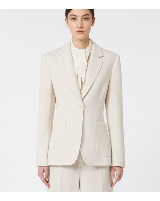 Max Mara White Virgin Wool Single-Breasted Blazer