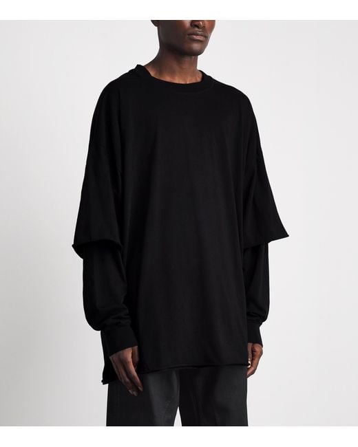 Rick Owens Black Oversized Tommy Hustler Hoodie for men