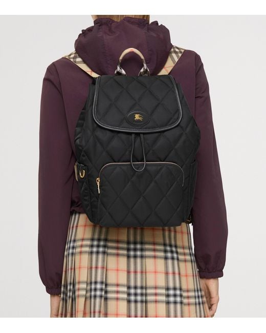 Burberry Black Quilted Horseshoe Backpack