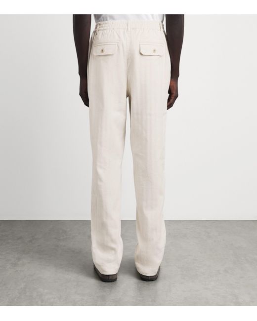 PAIGE White Stretch-Cotton-Linen Eberton Trousers for men