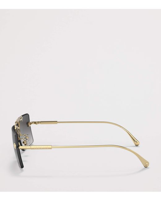 Versace Gray Rimless Rectangle Sunglasses