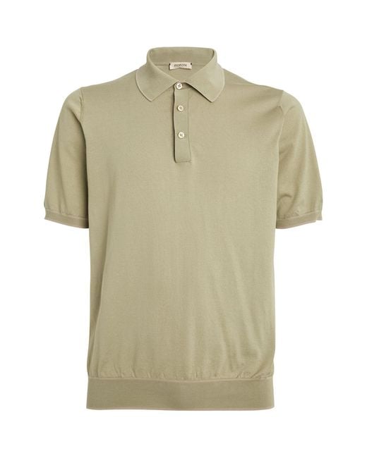 FIORONI CASHMERE Green Cotton Polo Shirt for men