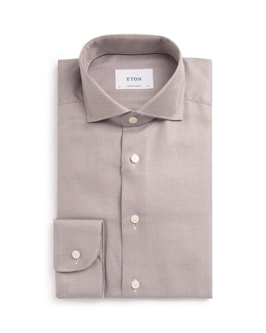 Eton of Sweden Brown Cotton Patterned Contemporary Fit Shirt for men