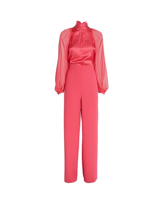 MAX&Co. Red Crepe-satin-chiffon Jumpsuit