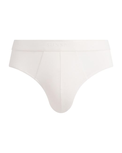 Sunspel White Tencel-Blend Stretch Briefs for men