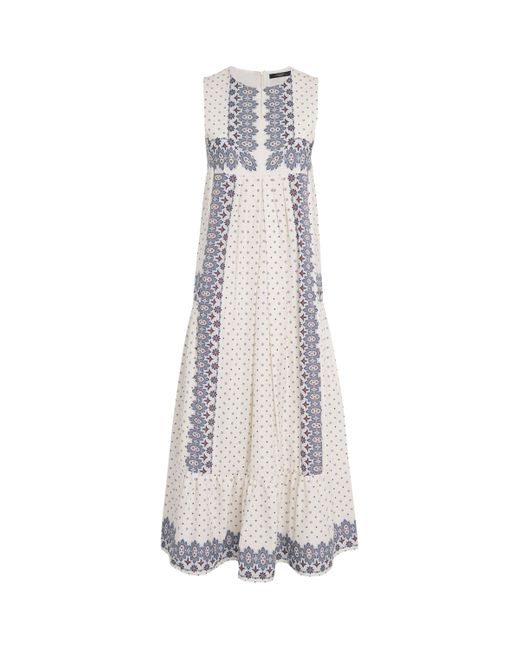 Weekend by Maxmara White Cotton Printed Midi Dress