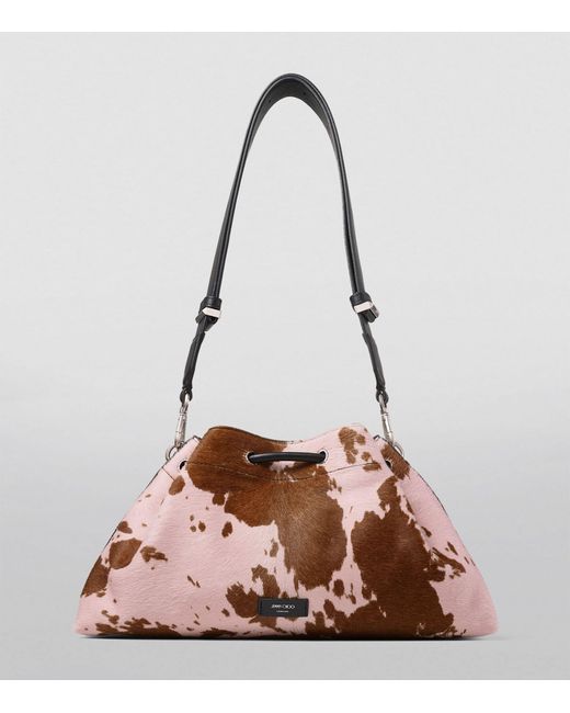 Jimmy Choo Pink Medium Leather Cinch Bucket Bag