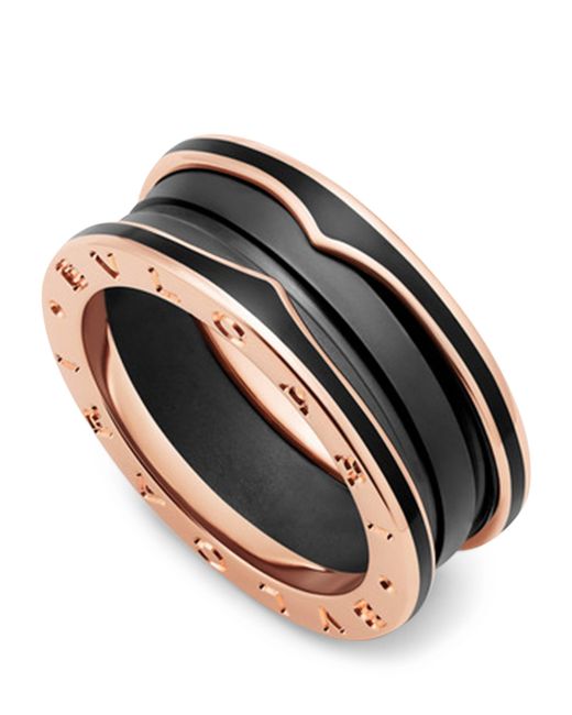 BVLGARI Black And Ceramic B.Zero1 Two-Band Ring