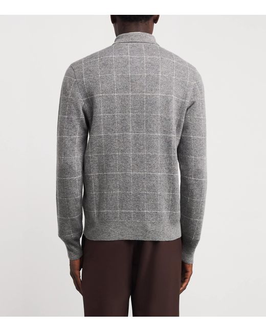 Ralph Lauren Gray Cashmere Check Polo Shirt for men