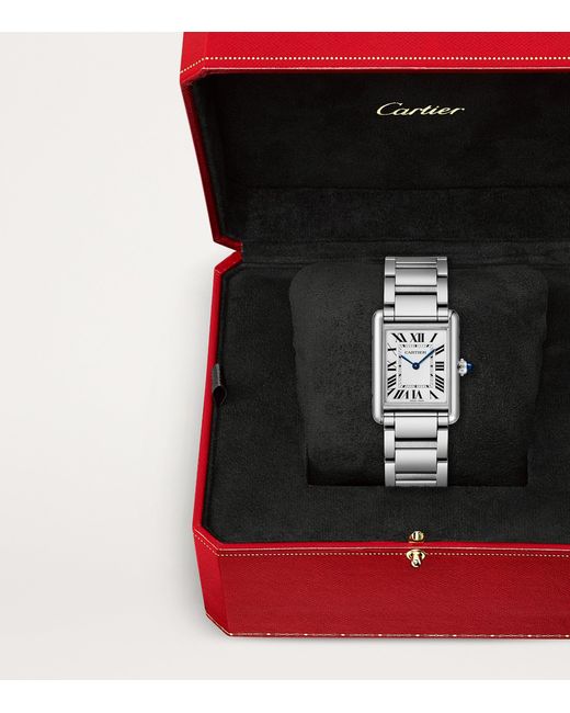 Cartier White Large Stainless Steel Tank Must Watch