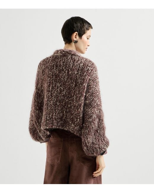 Brunello Cucinelli Brown Mohair Malfilé Cardigan