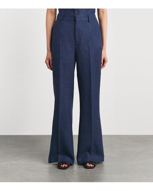 Polo Ralph Lauren Blue Linen-Cotton Beaton Trousers
