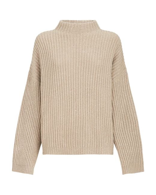 Brunello Cucinelli Natural Sparkling Rollneck Sweater