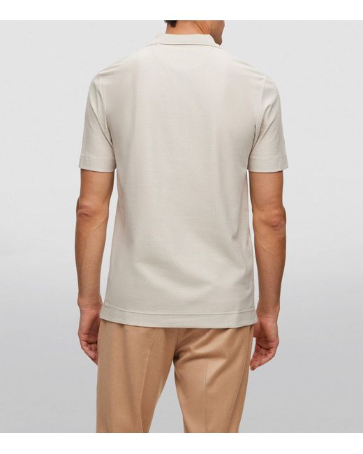 Boss White Cotton-Silk Polo Shirt for men
