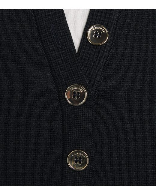 Sandro Black Knitted Layered Polo Shirt