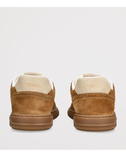 Versace Brown Suede Low-Top Sneakers
