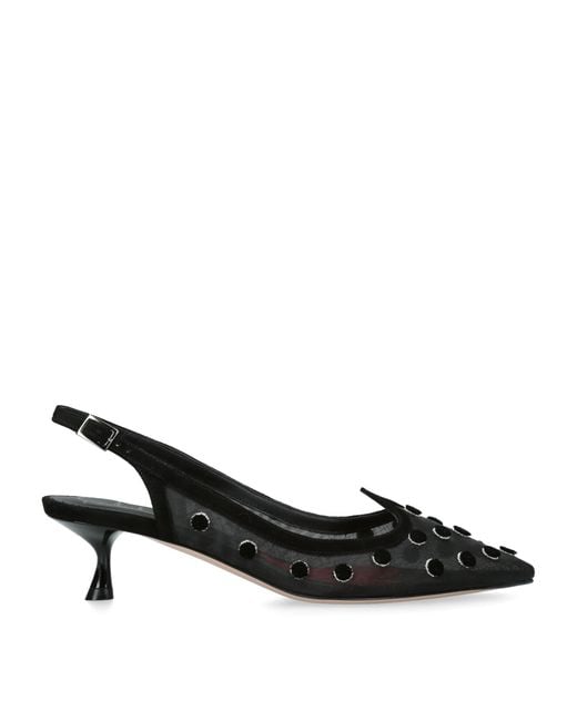 Roger Vivier Black Mesh I Love Vivier Slingback Pumps 45
