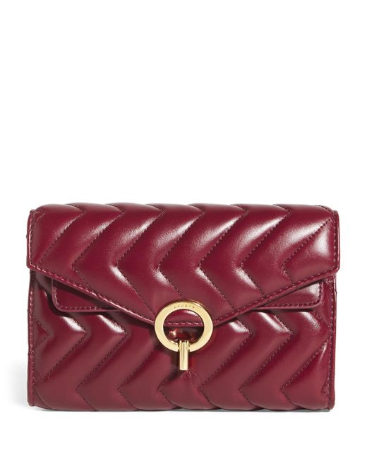 Sandro Red Quilted Leather Yza Clutch Bag