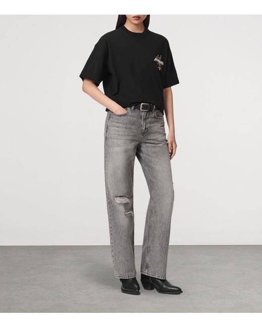 AllSaints Black Valen Etta Oversized T-Shirt