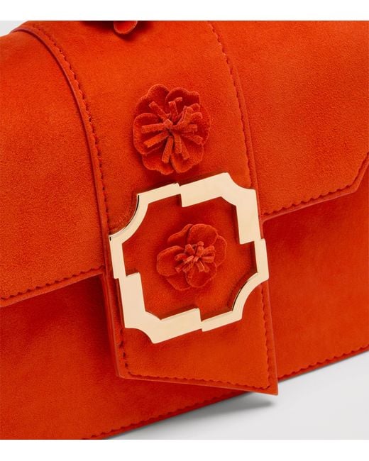 Malone Souliers Red Mini Suede Audrey Top-Handle Bag