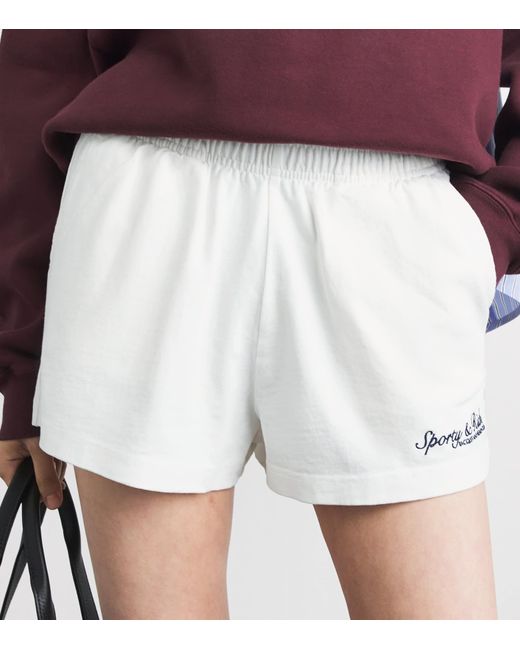 Sporty & Rich White Syracuse Embrdoidered Sweatshorts