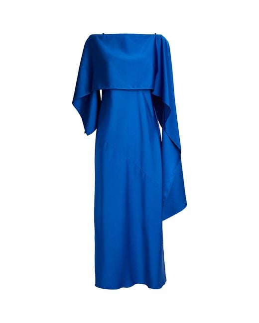 Weekend by Maxmara Blue Satin Micron Midi Dress