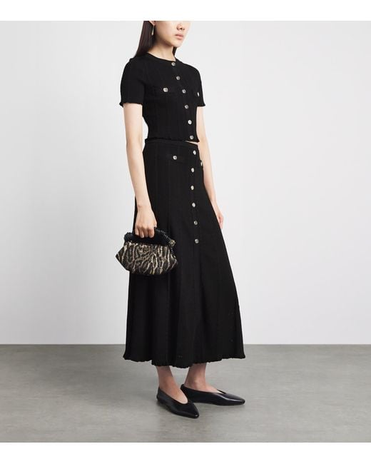 Sandro Black Knitted Button-Front Maxi Skirt