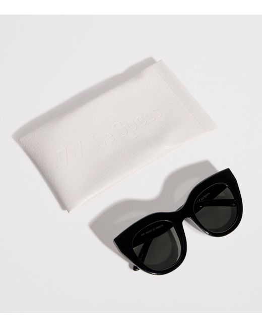 Le Specs Black Oversized Air Heart Sunglasses