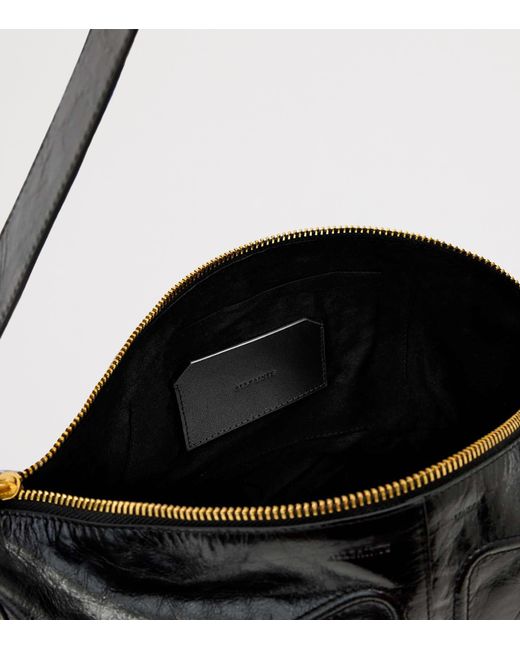 AllSaints Black Leather Jean Rey Shoulder Bag