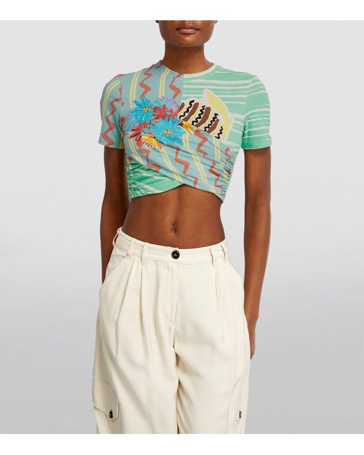 MAX&Co. Blue Printed Cropped T-shirt