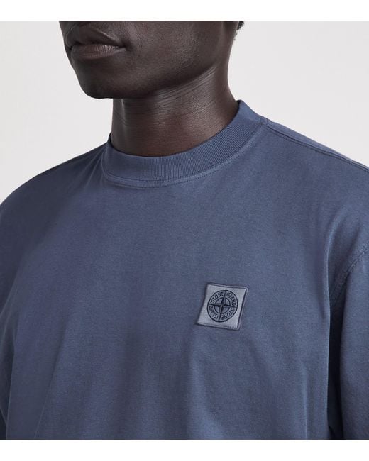 Stone Island Blue Cotton Compass T-Shirt for men