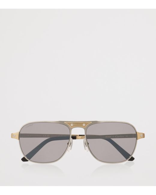 Cartier Gray Rectangular Aviator Sunglasses for men