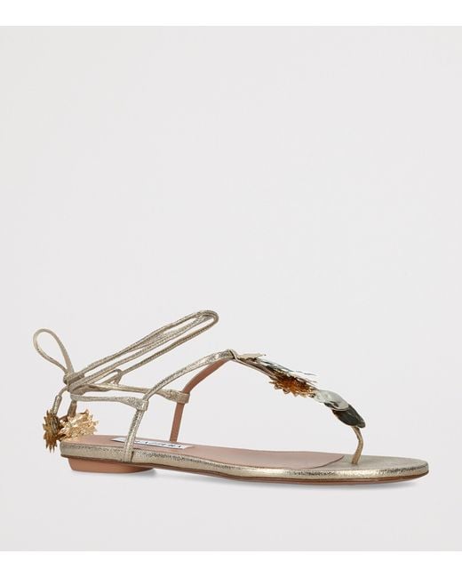 Aquazzura Brown Leather Night Stars Sandals