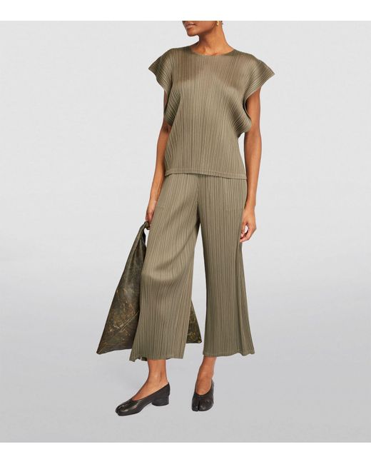Pleats Please Issey Miyake Natural Monthly Colors March Wide-leg Trousers